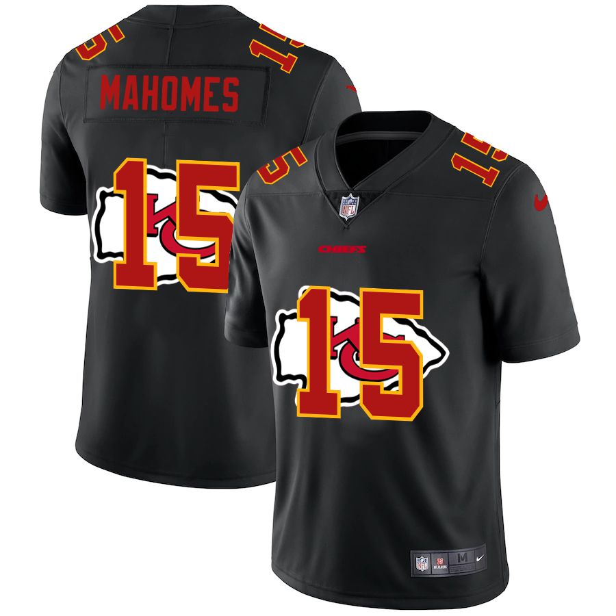 Men Kansas City Chiefs 15 Mahomes Black shadow Nike NFL Jersey